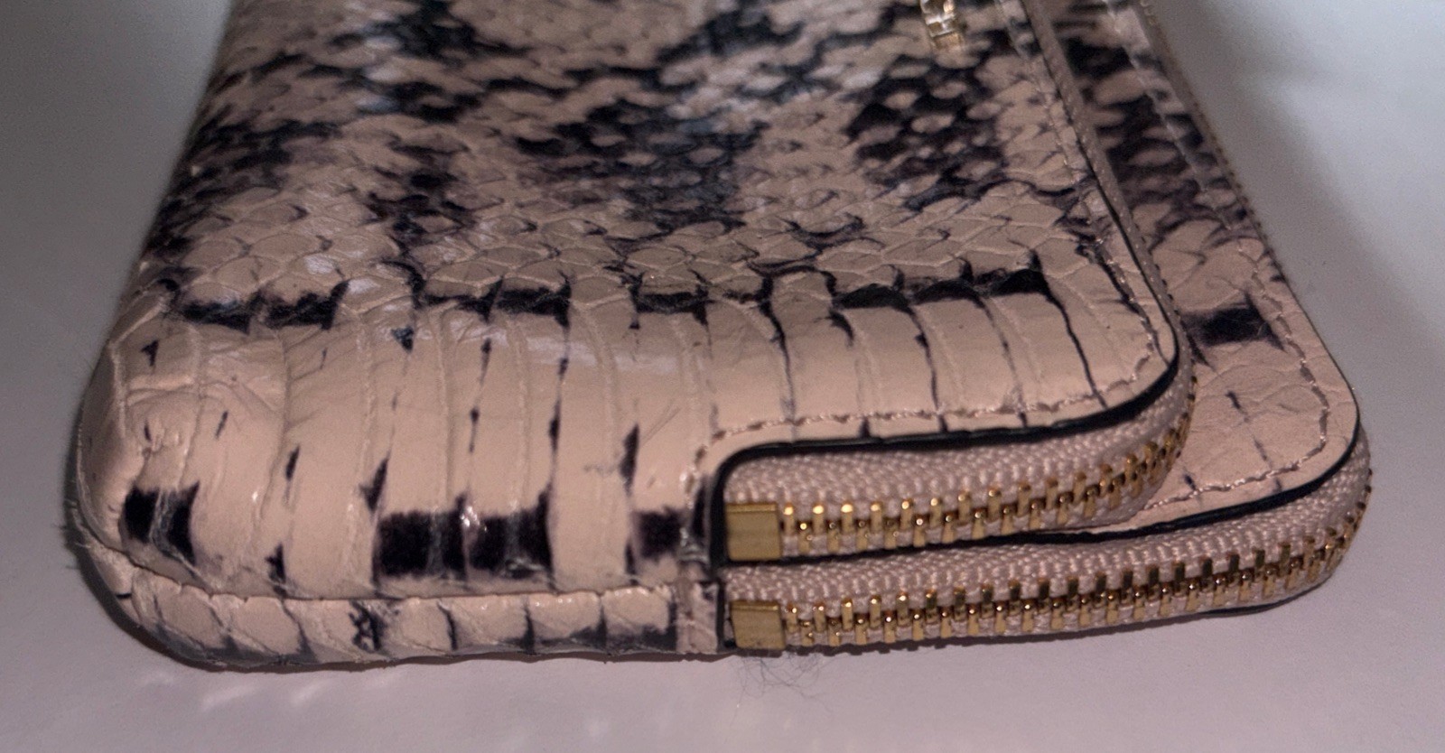 COACH Light Blush Python Embossed Leather Double … - image 7