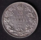 Canada 1907 25c Twenty Five Cent Silver Quarter King Edwards VII VF .925 Silver