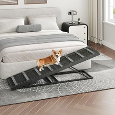 Dog Ramp for Bed Pet Bed Access Ramp Dog Ramp with Non-Slip Carpet Surface Black