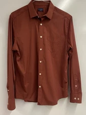 UNTUCKit Shirt Gironde Mens L Long Sleeve Stretch Performance Rust Red