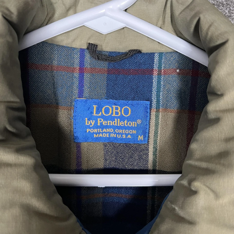 Vintage Lobo by Pendleton Jacket Mens Medium Olive Field Plaid Lined Made USA - Image 4 of 4