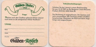Gilden Kölsch - alter Bierdeckel ''Gilden-Fahrt 1988''
