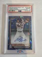 2024 1st Bowman Draft Chrome Sapphire Ref Carson Benge Auto 168/199 RC SP PSA 10