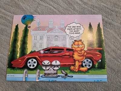 Vtg NOS Argus Poster 1978 Garfield Lamborghini With Most Toys Win 19x13.5