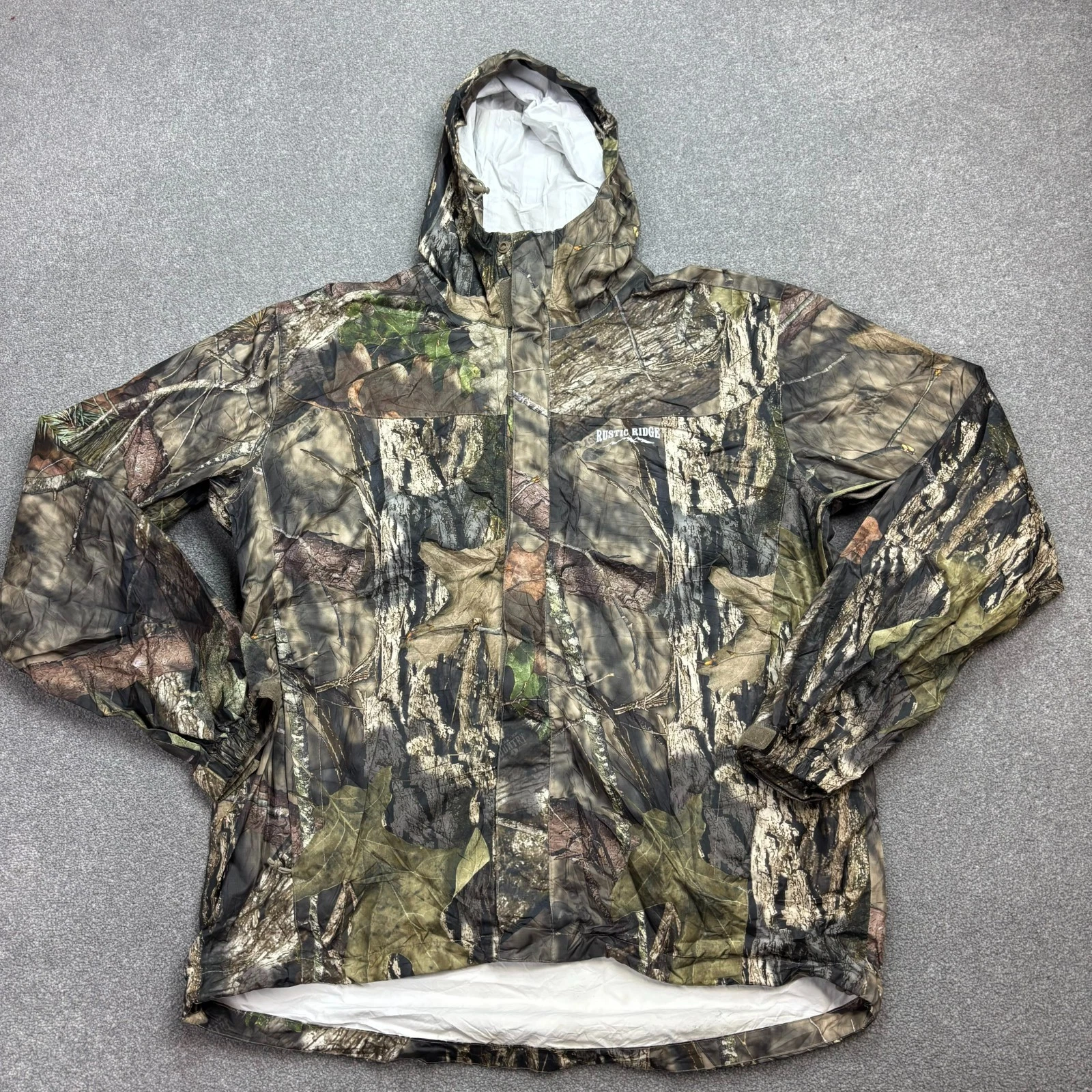 RealTree Jacket Adult Large Brown Work Wear Hunting Rain Hood Windbreaker Men
