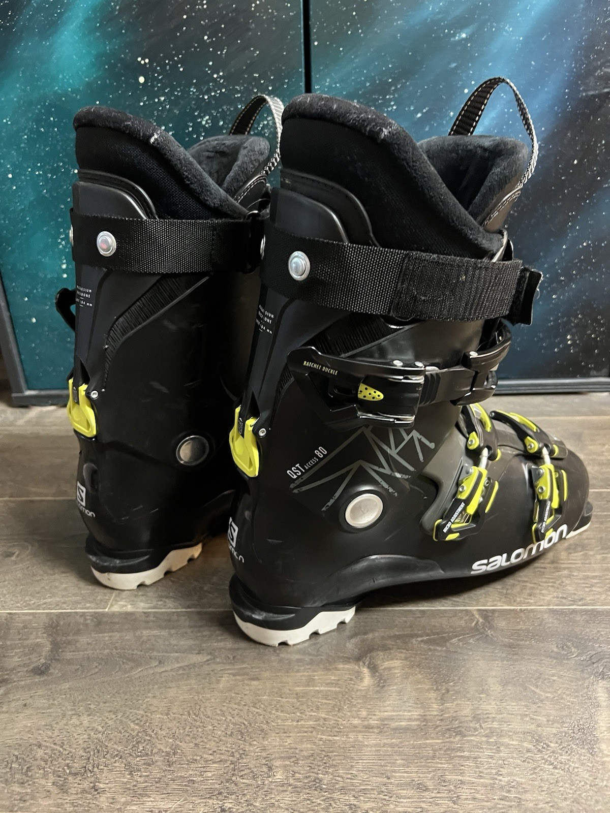 Scarponi da sci Salomon uomo QST Access 80 taglia MP 29 29 5 nero verde lana neve metallo