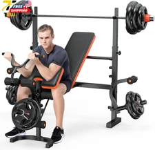 Weight Bench 770LBS Bench Press Set with Leg Extension 6 in 1 Olympic Weight Ben