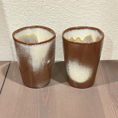 Frankoma Pottery Plainsman Desert Gold 5'' Tumblers 5L Set of TWO Vintage MCM