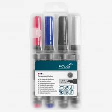 Pica Classic Permanent Marker Set, Bullet Tip, 4 Pieces