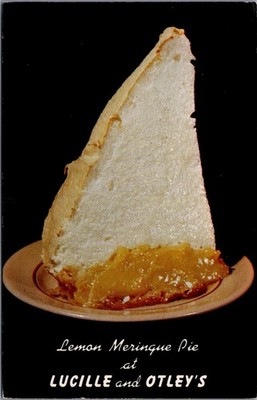 1971 Boynton Beach FL Lemon Meringue Pie Lucille & Otley's Restaurant Postcard