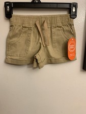 Wonder Nation Girls Pull-On Shorts SZ XS 4-5 Elastic Waist Drawstring Khaki NWT