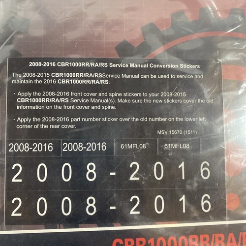 2008-2015 Honda CBR1000RR/RA/RS SERVICE MANUAL BOOK CATALOG 61MFL08 - Bild 2 von 5
