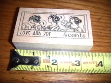 STAMPA ROSA LOVE AND JOY 4 CENT STAMP 3 LADIES W/ SYMB RUBBER STAMPS MOUNTED NEW