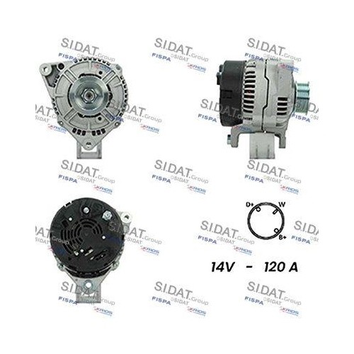 Alternateur Sidat A12BH0735A2 piece de rechange generateur 14V Audi Seat Skoda VW