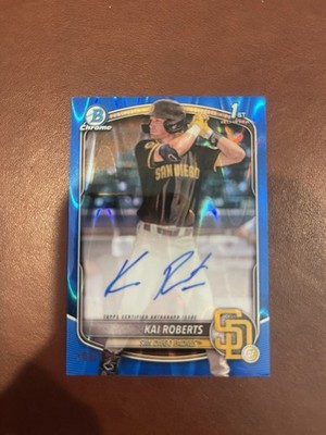 2025 1st Bowman Chrome Kai Roberts Auto Blue Raywave/150 CPA-KR (RC) Padres