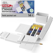 Winsor  Newton Cotman Watercolor Paint Set, Field Pocket Set, 12 Half Pan W/ Br