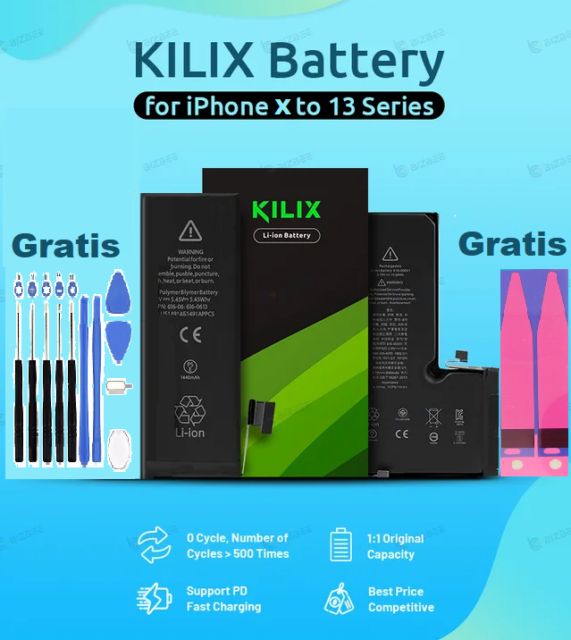 Batteria per iPhone X XS MAX XR 11 PRO 12 PRO MAX 12 MINI 13 PRO KILIX ORIGINALE