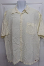 Tommy Hilfiger Men's Short Sleeve Shirt Ivory Button Up Linen Blend Size XL