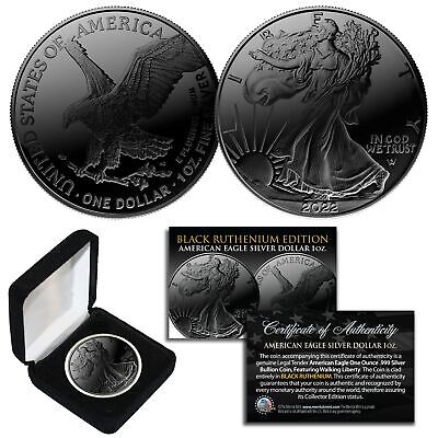 Black RUTHENIUM 1 oz Fine Silver 2016 American Eagle US Coin 24K 2-Sided in SLAB