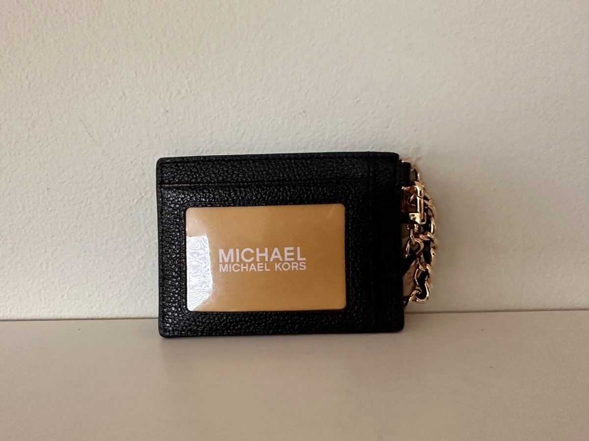 【送料&関税込】Michael Kors Card Holder With Logo Michael Kors MK Logo Leather Jet Set Charm Small ID Chain