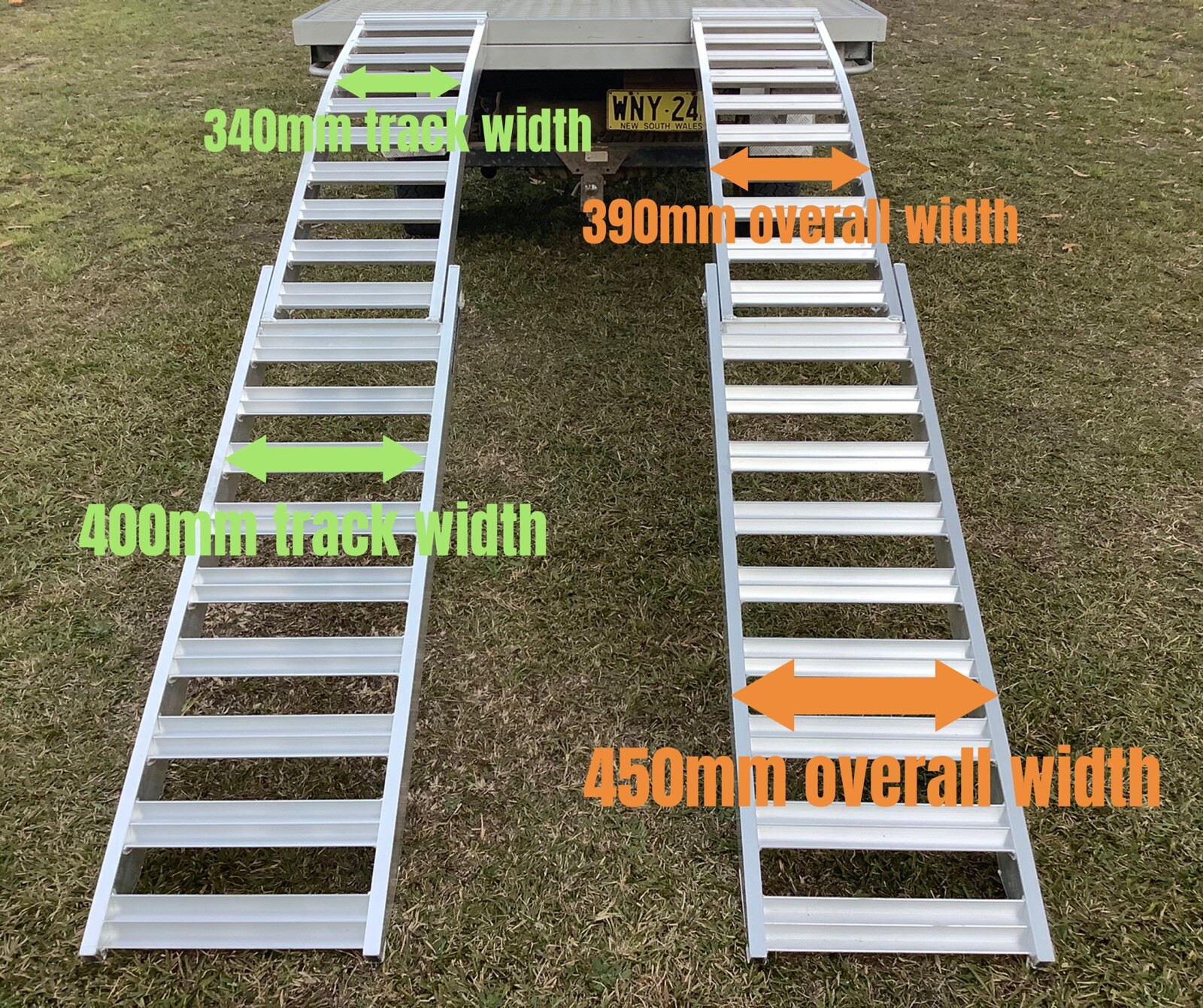 Heavy Duty Mower Ramps 1500kg Capacity 3.2 Metres Curved Folding Extra