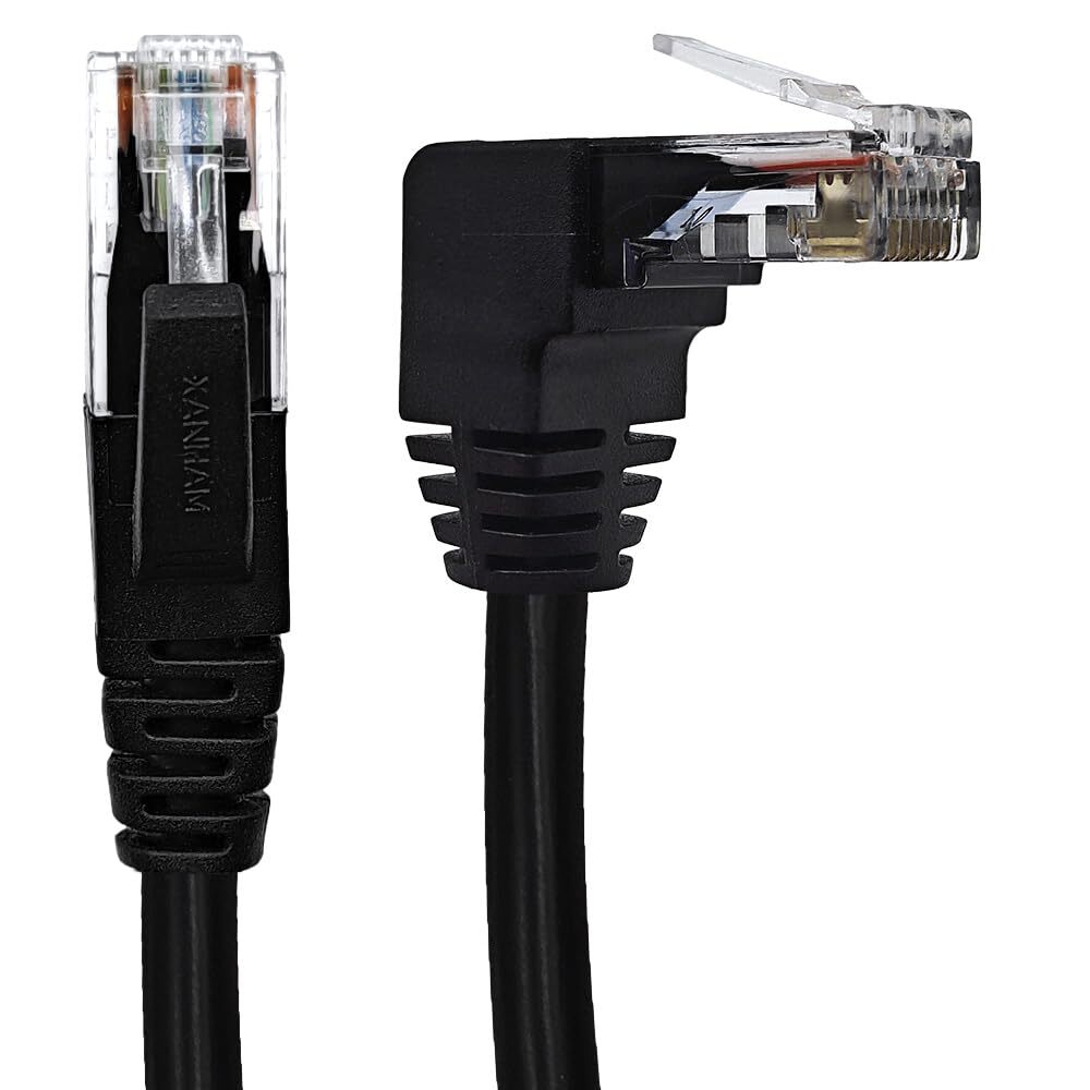 10FT Cat6 Ethernet Cable with 90-Degree Angled Connectors Black-image