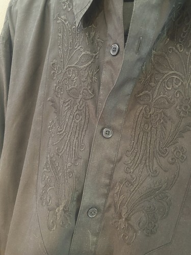 Elements by Arnold Zimberg Mens Black XXL 70% Silk Shirt With Stitched Upper - Picture 5 of 6