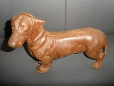 Unbranded Cast Iron Dog Piggy Bank Doorstop Brown Dachshund Weiner Dog