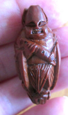 ANTIQUE CHINESE HEDIAO CARVED NUT BEAD 1.5 INCHES LONG