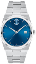 Movado BOLD Quest Blue Sunray Dial with index Stainless steel 40mm Watch 3601221