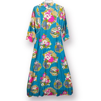 Alice of California 60s MCM Colorful Island Floral Long Maxi Dress VTG  Hawaiian | eBay