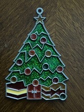 Christmas Tree Sun Catcher-Stained Glass Acrylic Metal Vintage