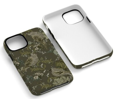 Smartphone Case - Hülle - für iPhone - schwarz - Blätter & Vögel - Handyhülle