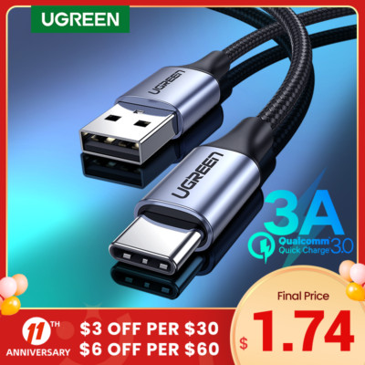 UGREEN USB C Cable for Xiaomi Redmi Note 10 USB Type C 3A Fast Phone Charging Co