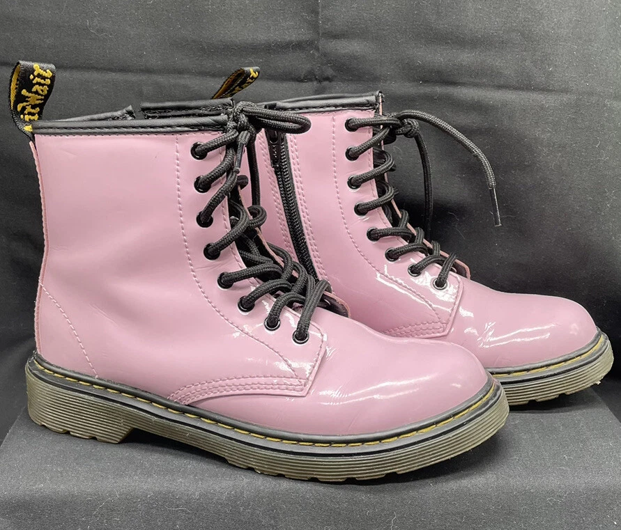 Dr Martens AirWair Girls Sz 3 Delaney Pink Patent Leather Side Zip Boots 1460J eBay