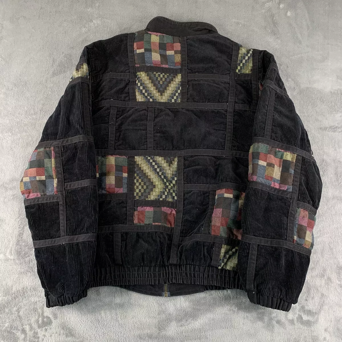 Supreme NY Mens M Corduroy Patchwork Denim Box Logo Jacket Black FW18  Authentic