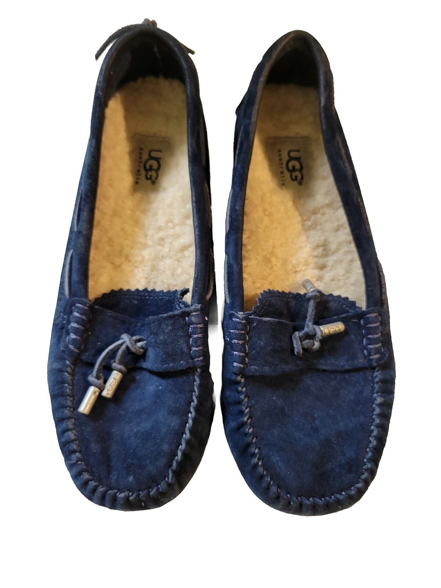 UGG Ladies Roni Navy Pre-Owned Suede Moccasin Size 6.5 | eBay