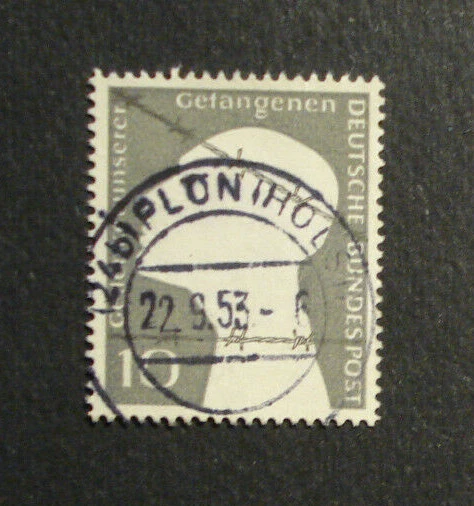 Bund: Freimarke DEUTSCHE KRIEGSGEFANGENE10 Pfg.,MN 165, m. St." PLÖN 22.9.53 "  - Bild 1 von 1