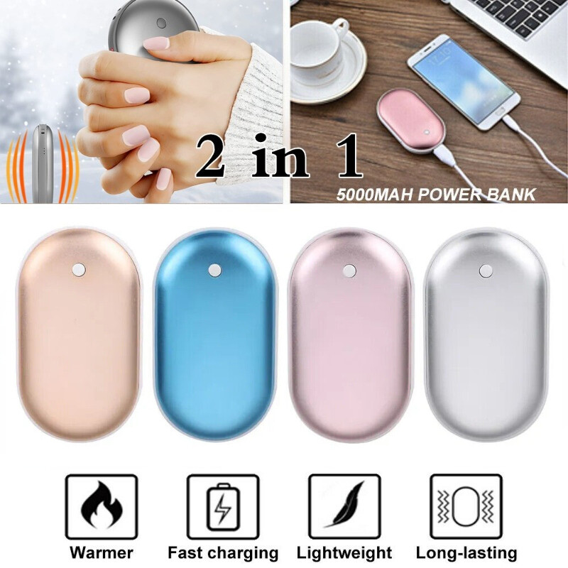 Calentadores de manos recargables USB 5000mAh Banco de energía Calentador de bolsillo eléctrico