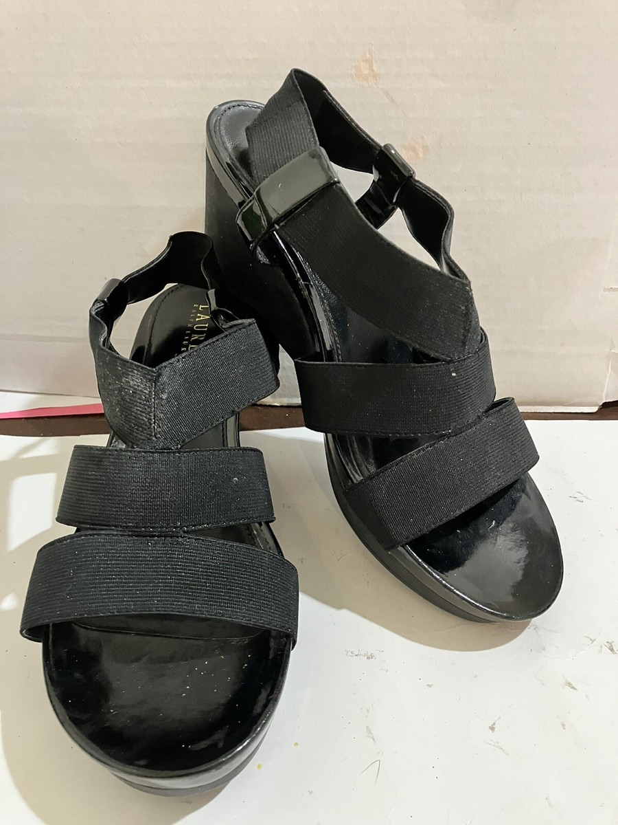 Lauren Ralph Lauren women size 9B Black Wedges sandals shoes