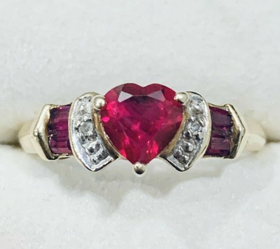 2.20Ct Heart Cut Lab-Created Ruby 14K Two-Tone Gold Plated Unique Wedding Ring