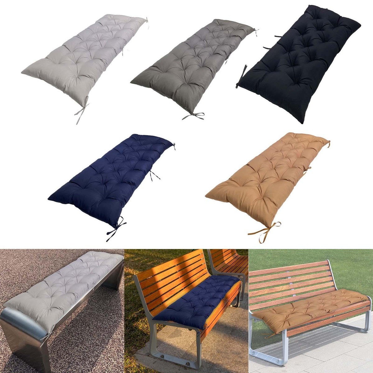 Garden Bench Cushion Rectangle Seat Cushion Pad for Wicker Settee Bench