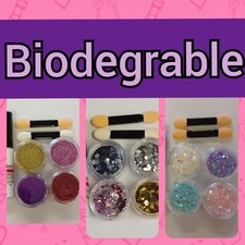 Biodegradable Glitter Set Chunky Festival 4 Pots + 1 Glue Face Eye Body Cosmetic