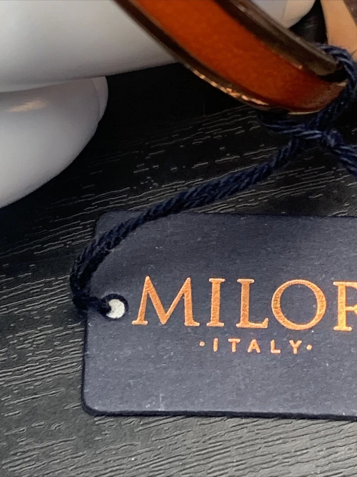 Brazalete Brazalete Bronce Milor Italia Oro Rosa Naranja Brillante Cuero Nuevo Con Etiquetas Foto 2 de 4