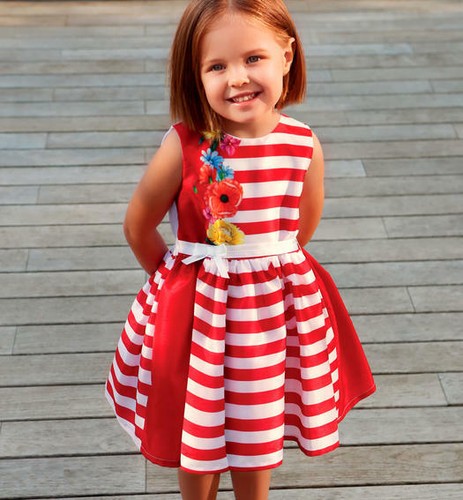 ABITO VESTITO ROSSO RIGHE FIORI BAMBINA RAGAZZA SARABANDA | eBay