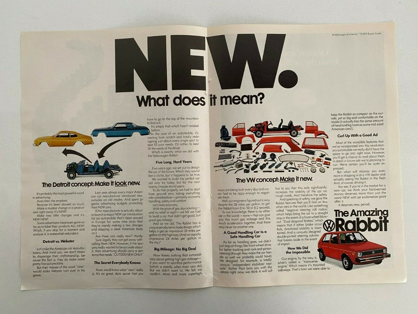 The Amazing Volkswagen Rabbit Vintage 1975 Print Ad | eBay