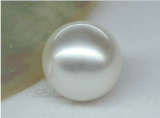 Huge 13-14mm south sea genuine white round loose pearl half drilled jewelry