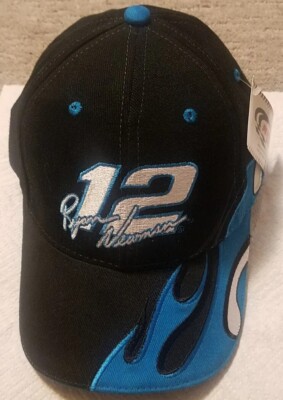  NEW WITH TAGS VINTAGE RYAN NEWMAN TEAM CALIBER  #12 NASCAR BLUE FLAME HAT CAP 