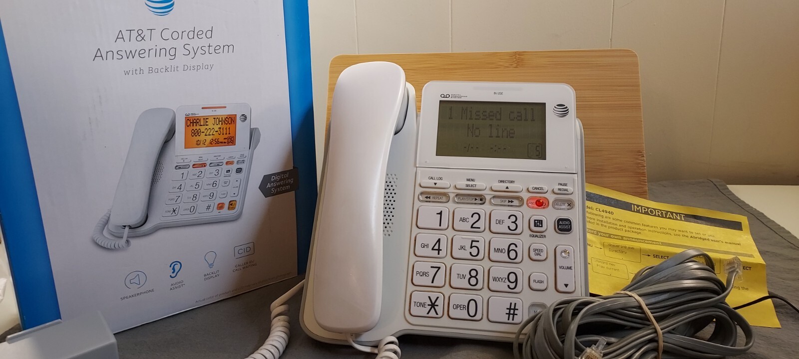 AT&T CL4940 Corded Phone with Caller ID, Call Waiting & Answering Machine