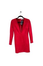 Saint Genies Nasty Gal Faux Suede Plunge Mini Dress Red 10 NWT